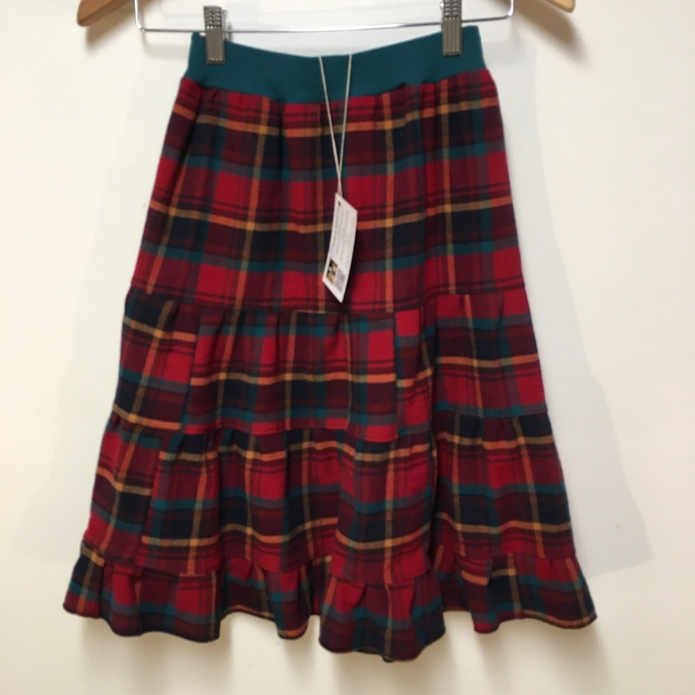 Skirt Flannel Girl 7/8 Midi Colorful Plaid Ruffle Tier Cotton Mom and Pop's Kids